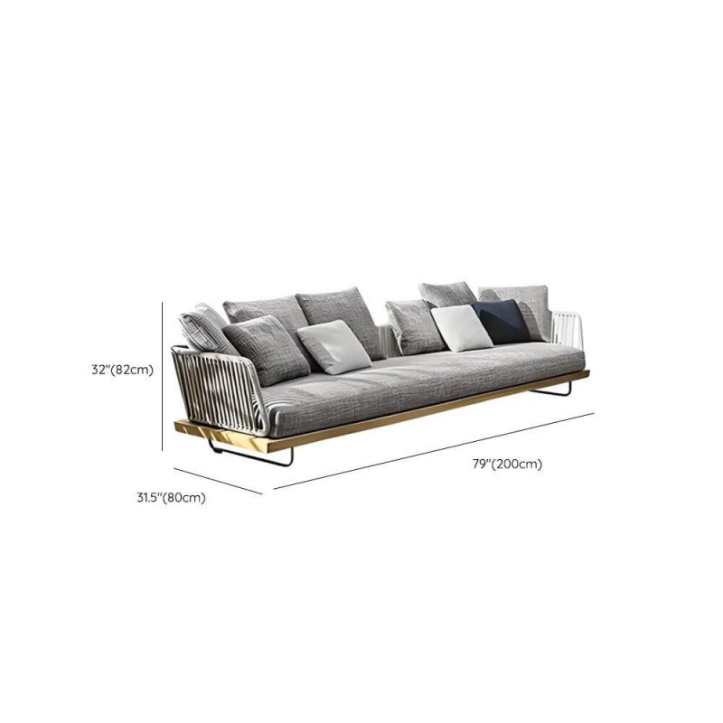 Dimension of Trendy Waterproof Black Sofa for 3 People with Alloy Frame, Pillow, Cushion, 3-Seater Sofa