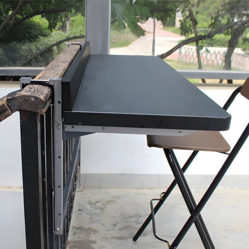 Einfarbiger moderner Aluminium-Falt-Tisch rechteckig kratzfest für den Außenbereich - Nur Tisch 39"L x 15"B x 4"H Schwarz