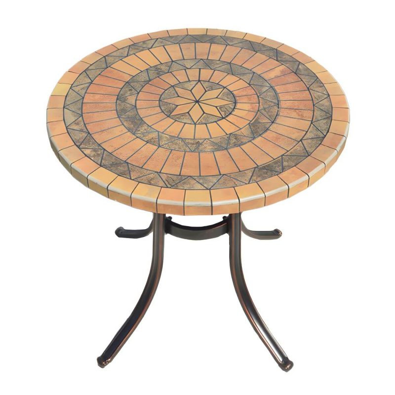 Französischer Landhaus-Patio-Tisch im Freien Aluminiumrahmen Beistelltisch - Nur Tisch 30"L x 30"B x 28"H Braun