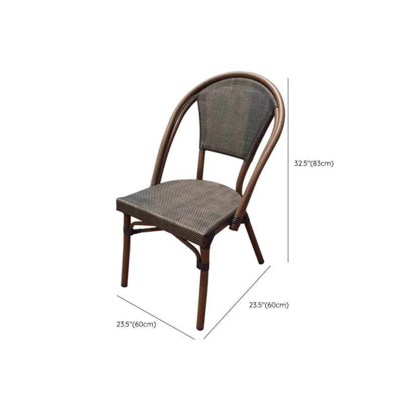Dimension of Art Deco Stackable Aluminium Outdoor Arm Chair in Auburn - 1 Chair, Brown, 24"L x 24"W x 33"H, Armless