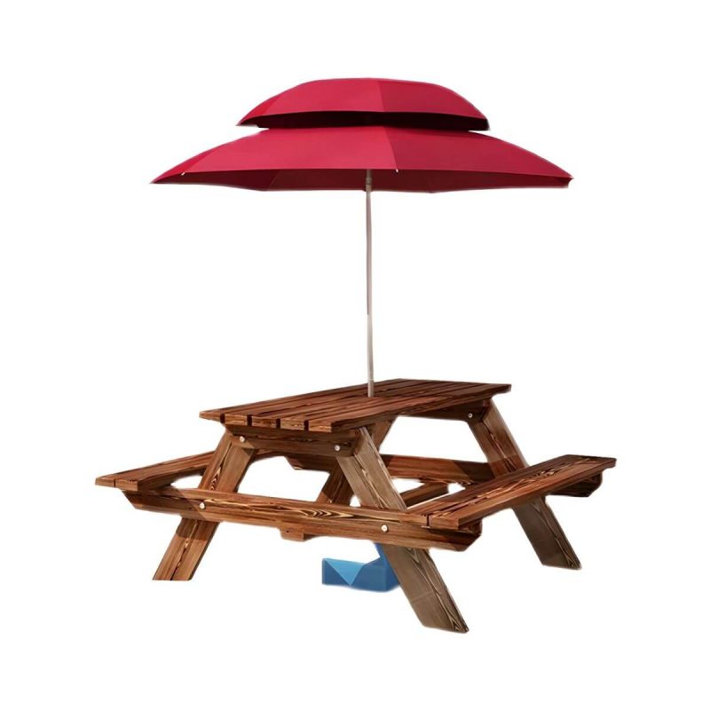 Farmhouse-Stil Patio Tisch Outdoor Rechteckiger Holztisch Campingtisch - Tisch mit Sonnenschirm 59"L x 22"B x 28"H Nur Tisch