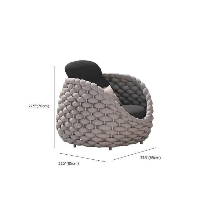 Dimension of Trendy Gray Alloy Sofa for 1 with Pillow, UV Resistant Cushion, 1-Seater Sofa