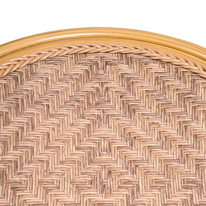 Naturfarbenes Terrassen-Essset, Metallgestell, witterungsbeständig, rund, 5-teilig mit Stuhl und Tisch, 31,5"L x 31,5"B x 28,7"H, Tisch & 4 Stühle