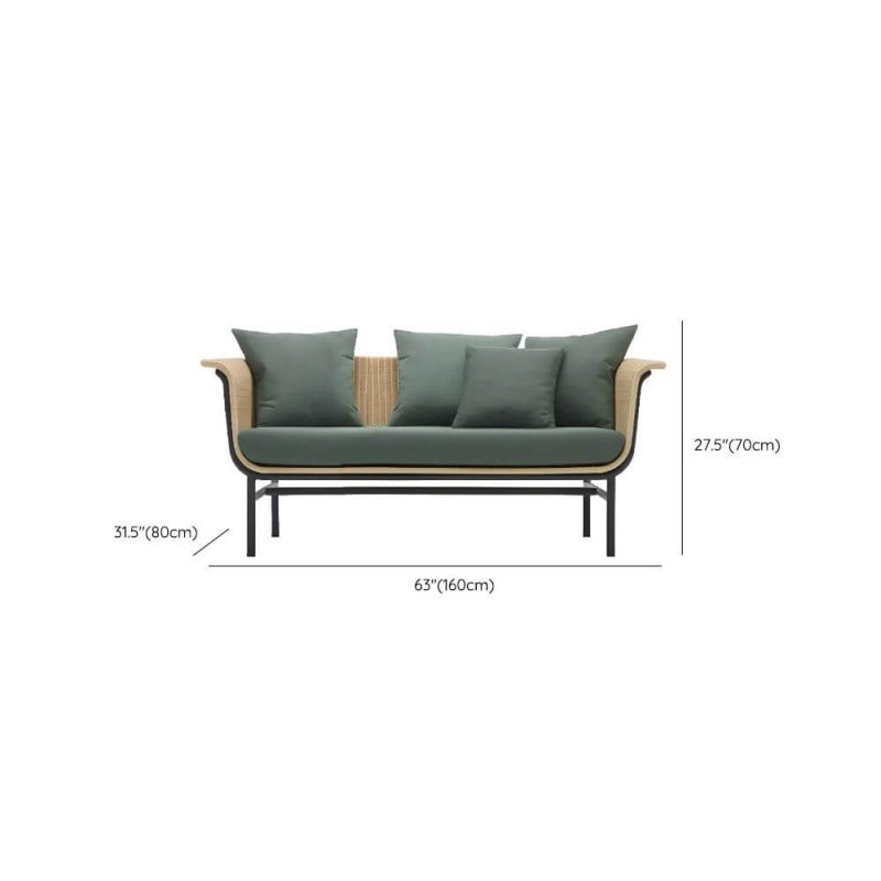 Dimension of Contemporary Alloy Loveseat for 2 People UV Resistant 1 Piece with Pillow and Cushion, 2-Seater Sofa, Khaki