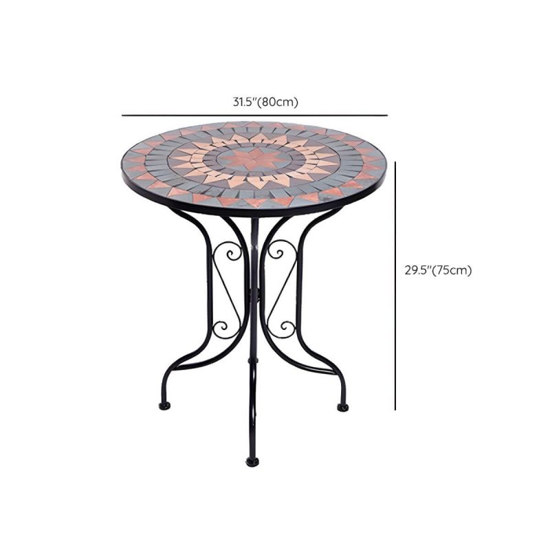 Dimension of Französischer Landhausstil Metall-Esstisch Rund Rostbeständiger Esstisch - 31.5"L x 31.5"B x 29.5"H Nur Tisch