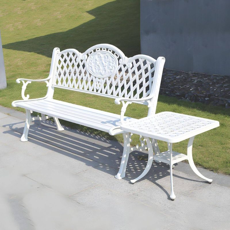Moderner Metall-Parkbank-Stil mit Beinen, wasserbeständig für den Außenbereich - Bronze 59"L x 24"B x 34"H