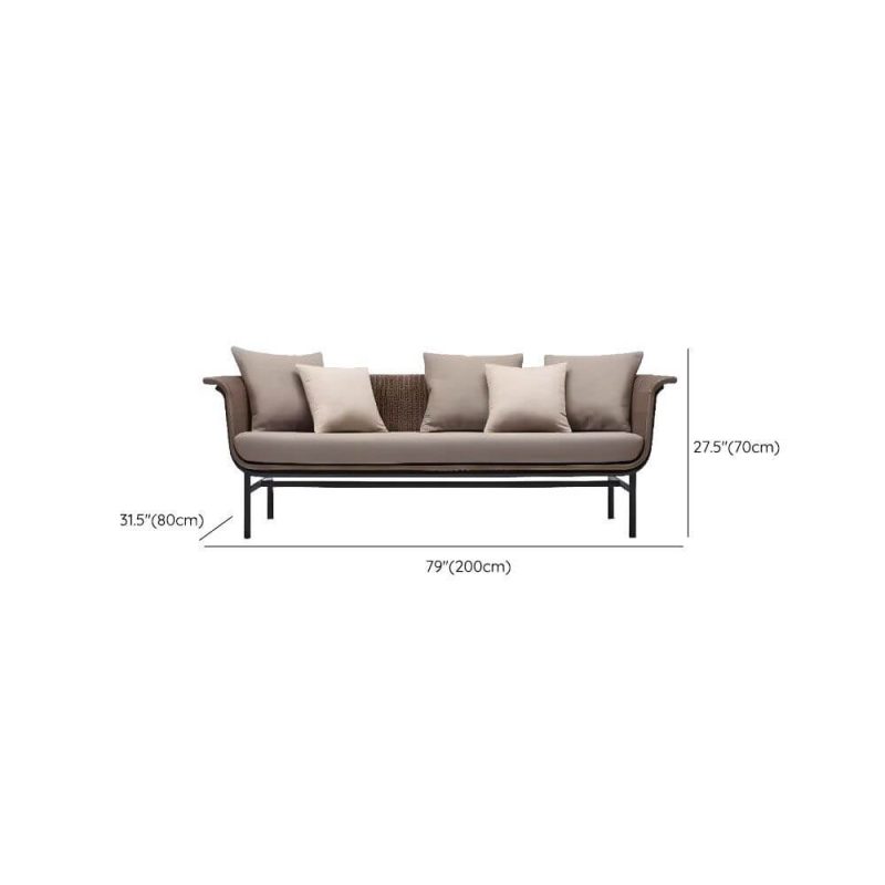 Dimension of Contemporary Caramel Alloy Sofa for 3 People UV Resistant with Pillow and Cushion, 3-Seater Sofa