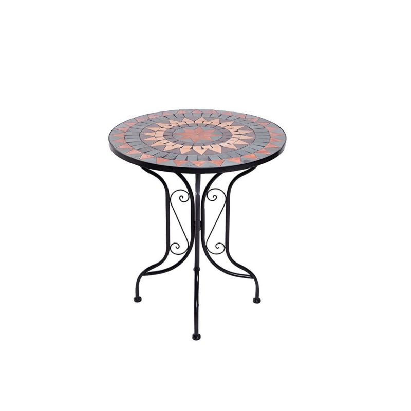 Französischer Landhausstil Metall-Esstisch Rund Rostbeständiger Esstisch - 25.6"L x 25.6"B x 29.5"H Nur Tisch