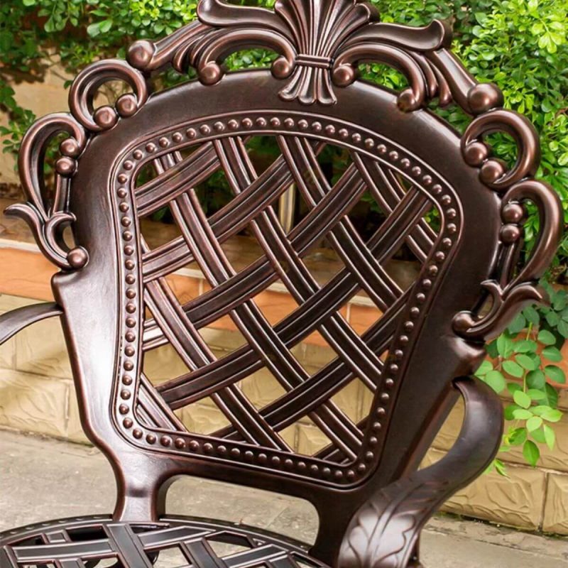 Eisen Gartenmöbel-Set, Taupe UV-blockierend, 5-teilig mit Stuhl und Tisch, minimalistischer Stil, Tisch & 4 Stühle, 46"L x 46"B x 29"H