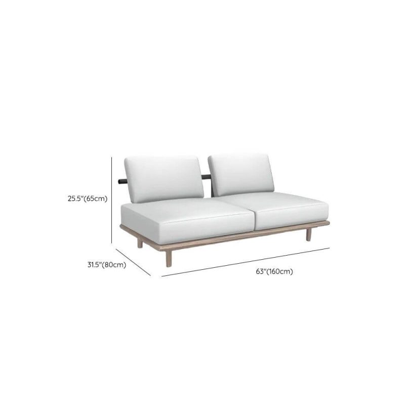 Dimension of Wood Color Teak Loveseat, Waterproof, with Pillow for 2, Trendy Cushion, Midposition Loveseat