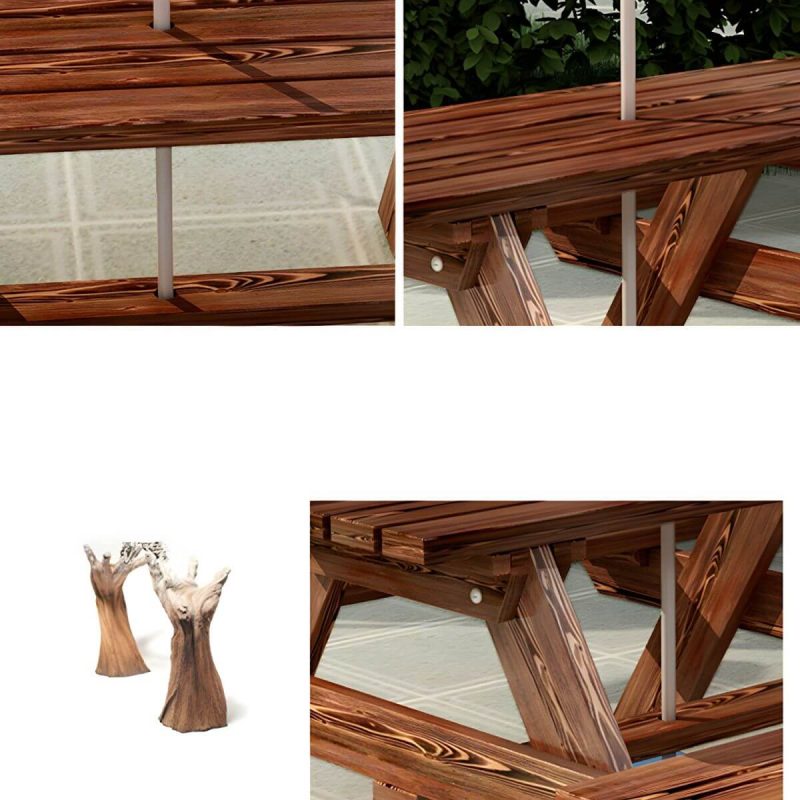 Farmhouse-Stil Patio Tisch Outdoor Rechteckiger Holztisch Campingtisch - Tisch 47"L x 22"B x 27.5"H Nur Tisch