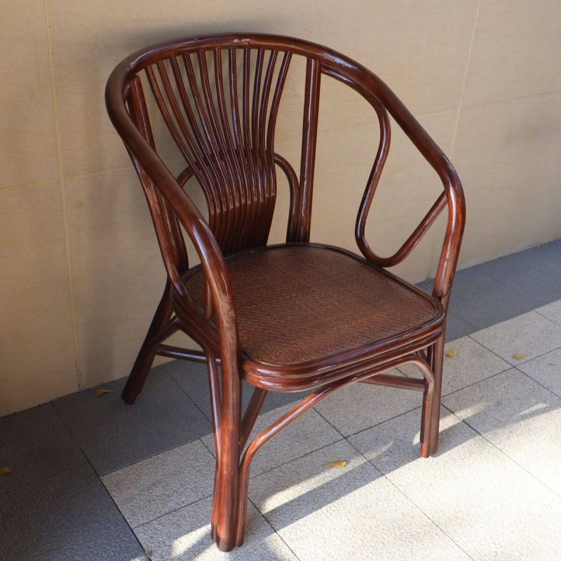 Modish Rattan Patio Arm Chair in Coffee, 1 Stuhl, Kastanie