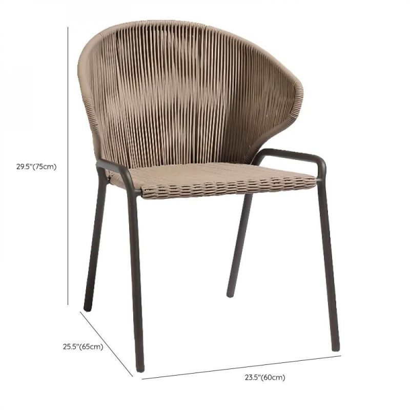 Dimension of Simple Black Aluminum Metal UV-proof Patio Side Chair, 1 Chair, 24"L x 26"W x 30"H