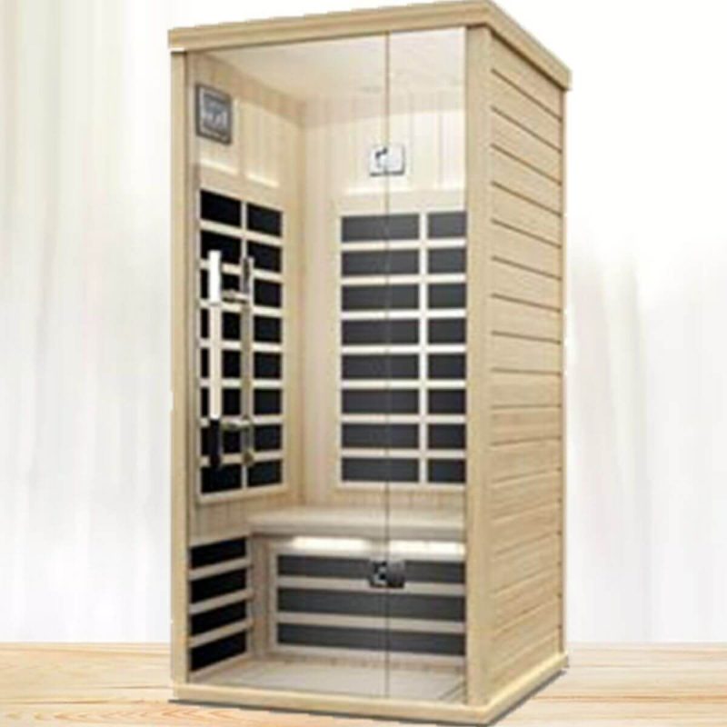 Entspannungsoase mit LED-Beleuchtung - 1-Tür FAR Infrarot Holzsauna - 47"L x 39"B x 75"H
