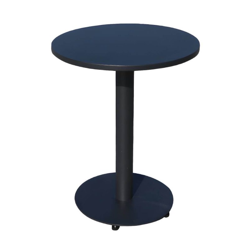 Moderner geometrischer wasserdichter Hof Tisch Metallbasis Outdoor Tisch - Nur Tisch Rund Schwarz 60 x 60 x 72 cm