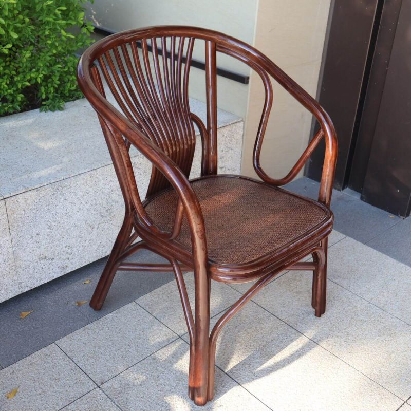 Modish Rattan Patio Arm Chair in Coffee, 1 Stuhl, Kastanie
