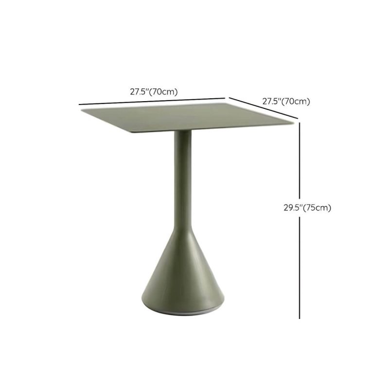 Dimension of Industrial Green Dining Table Metal Outdoor Table with Pedestal Base - 27.6"L x 27.6"W x 29.5"H Square Table Only