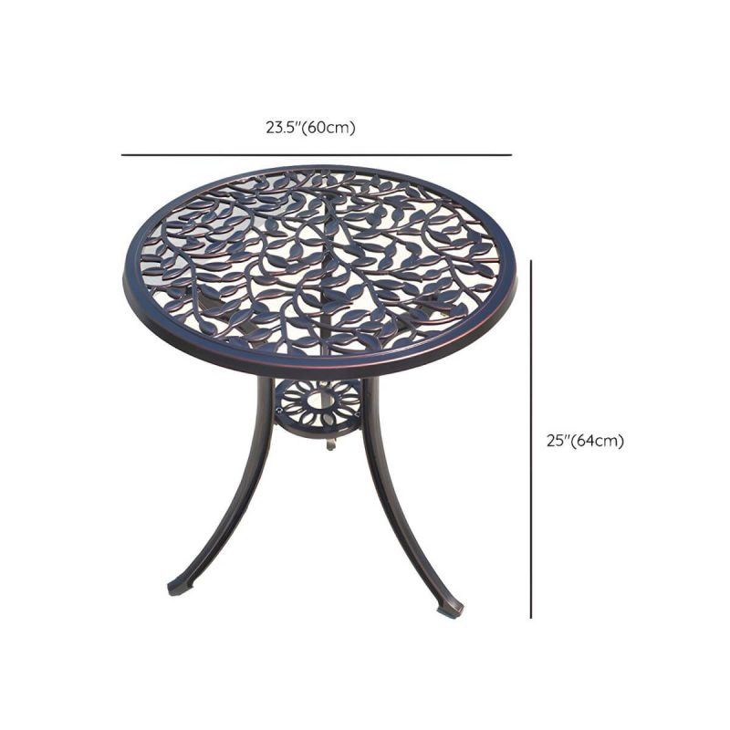 Dimension of Französischer Landhaus-Patio-Tisch im Freien Aluminiumrahmen Beistelltisch - Nur Tisch 24"L x 24"B x 25"H Braun