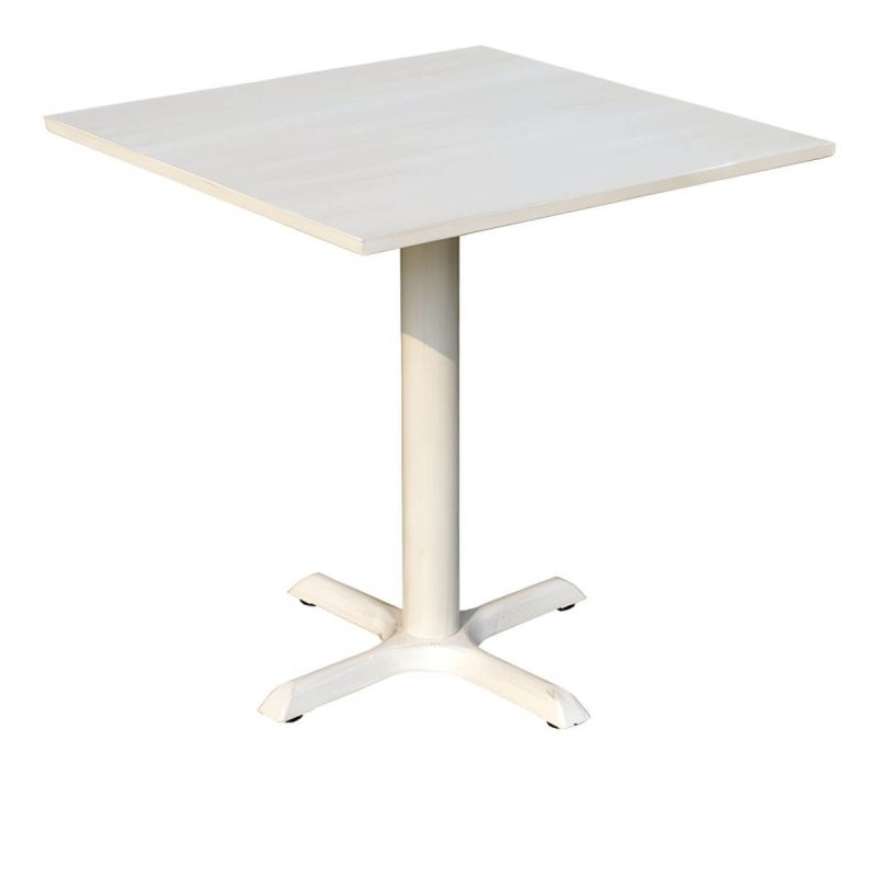 Moderner geometrischer wasserdichter Hof Tisch Metallbasis Outdoor Tisch - Nur Tisch Quadratisch strukturiert Weiß 70 x 70 x 70 cm