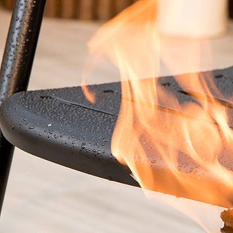 Outdoor Esszimmerset mit Gurtlehnenstuhl, feuerfester Vitreous runder Tisch, 5-teilig, 31.5"L x 31.5"B x 28.3"H, Tisch & 4 Stühle