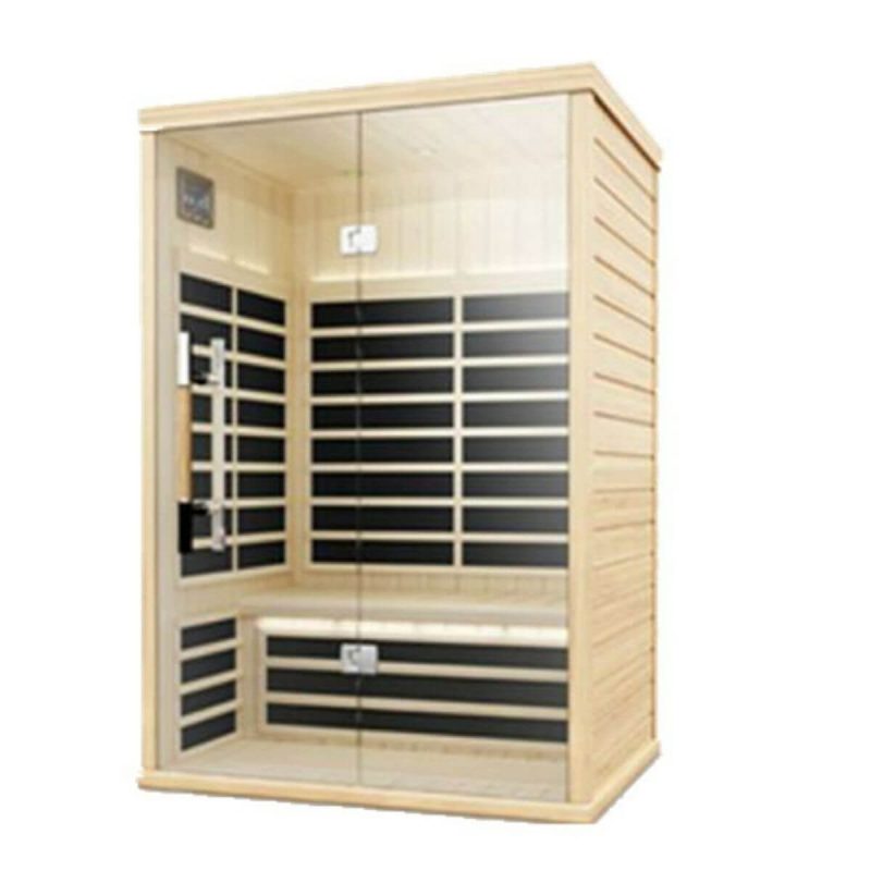 Entspannungsoase mit LED-Beleuchtung - 1-Tür FAR Infrarot Holzsauna - 59"L x 59"B x 75"H