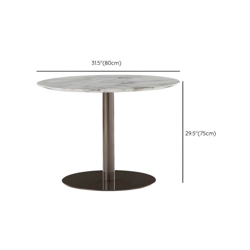 Dimension of Moderner geometrischer wasserdichter Hof Tisch Metallbasis Outdoor Tisch - Nur Tisch Rund Marmor 80 x 80 x 75 cm