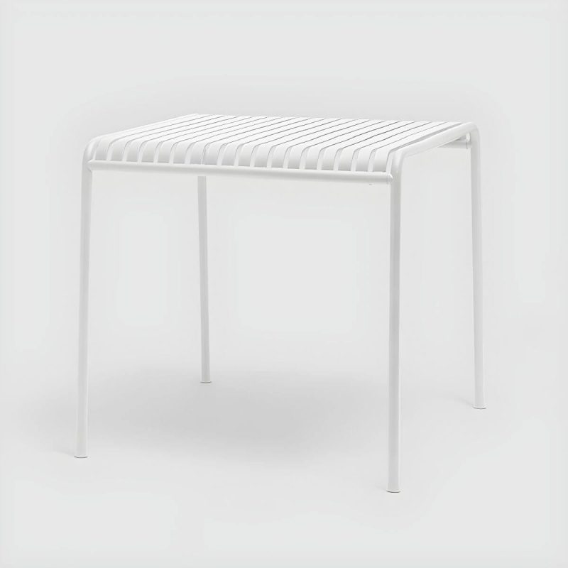 Weißer Metall-Patio-Tisch im zeitgenössischen Stil, wasserbeständig für den Außenbereich - Nur Tisch 70 cm L x 70 cm B x 75 cm H Quadratisch