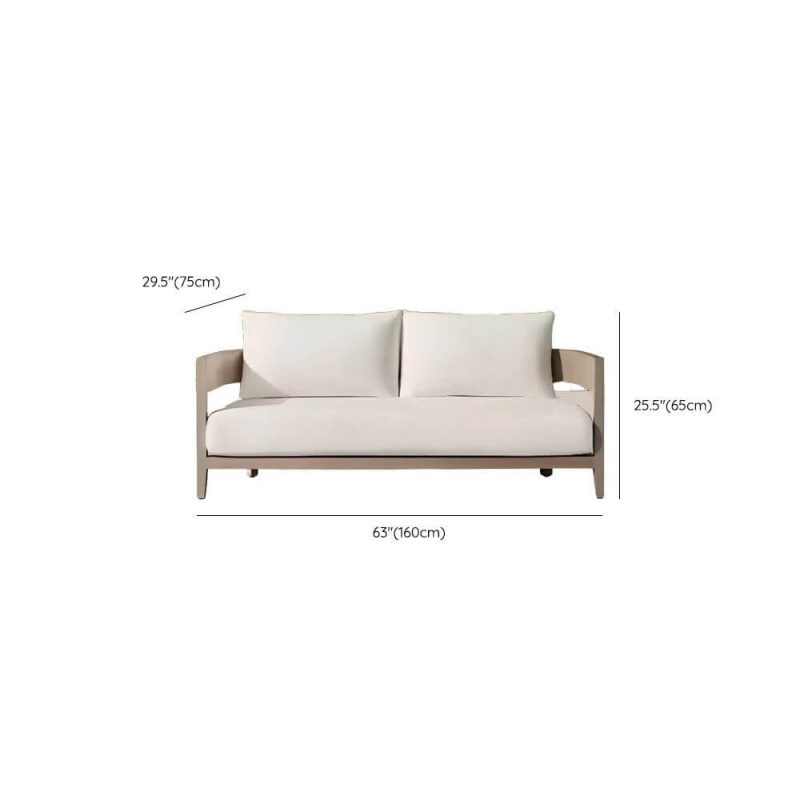 Dimension of Light Wood Natural Wood Loveseat with Pillow for 2, UV Resistant Trendy Cushion, Loveseat