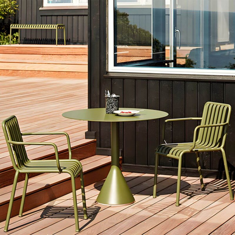 Industrieller grüner Esstisch Metall-Gartentisch mit Säulenfuß - 35,4"L x 35,4"B x 29,5"H Nur quadratischer Tisch
