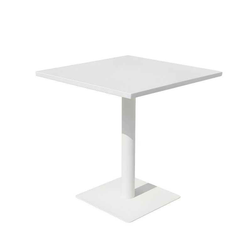 Zeitgenössischer Esstisch Weißer Outdoor-Tisch mit Metallgestell - Strukturiert Weiß 27,6"L x 27,6"B x 28,3"H Quadratischer Tisch nur