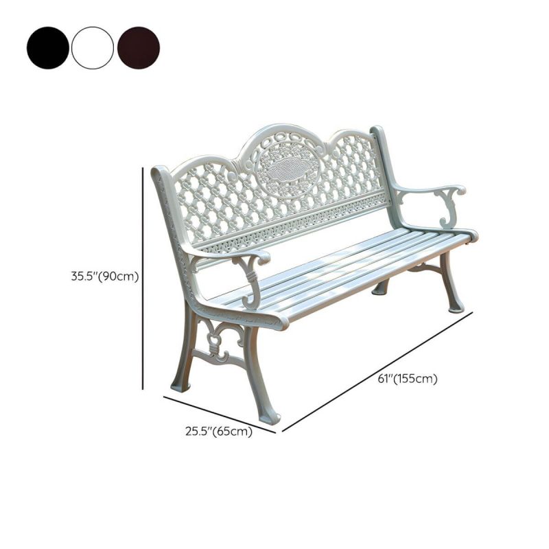 Dimension of Bohemian Metal Park Bench with Waterproof Design and Curved Arms - Copper 61"L x 25.5"W x 35.5"H