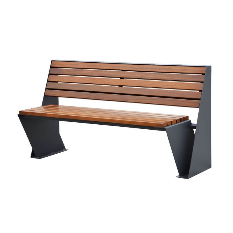 Mid-Century Modern Metall Parkbank mit wasserdichter brauner Sitzfläche und Rücken - Weiß 59''L x24"B x 31.5"H