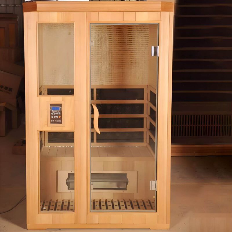 Entspannen und Erholen Sie sich in unserer 1-Sitz Hemlock FAR Infrarotsauna mit LED-Beleuchtung und Bluetooth - 59"L x 47"B x 75"H