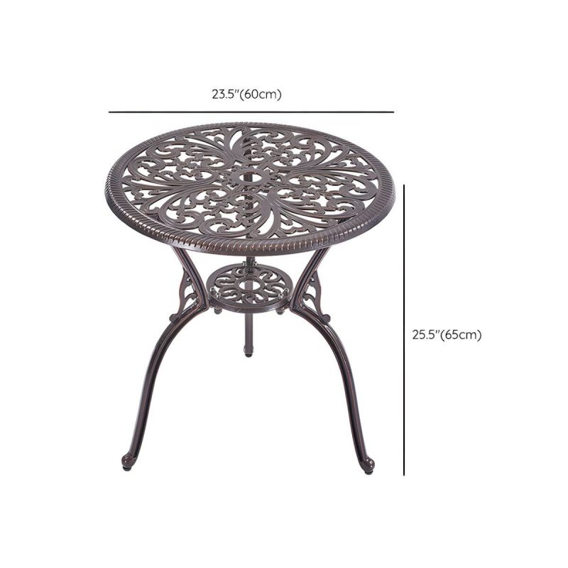 Dimension of Französischer Landhaus-Patio-Tisch im Freien Aluminiumrahmen Beistelltisch - Nur Tisch 24"L x 24"B x 25,5"H Braun