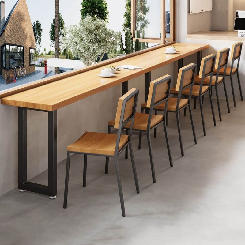 Zeitgenössischer brauner Holz rechteckiger wasserdichter Terrassen-Bartisch, ohne Stühle, 47"L x 16"B x 30"H