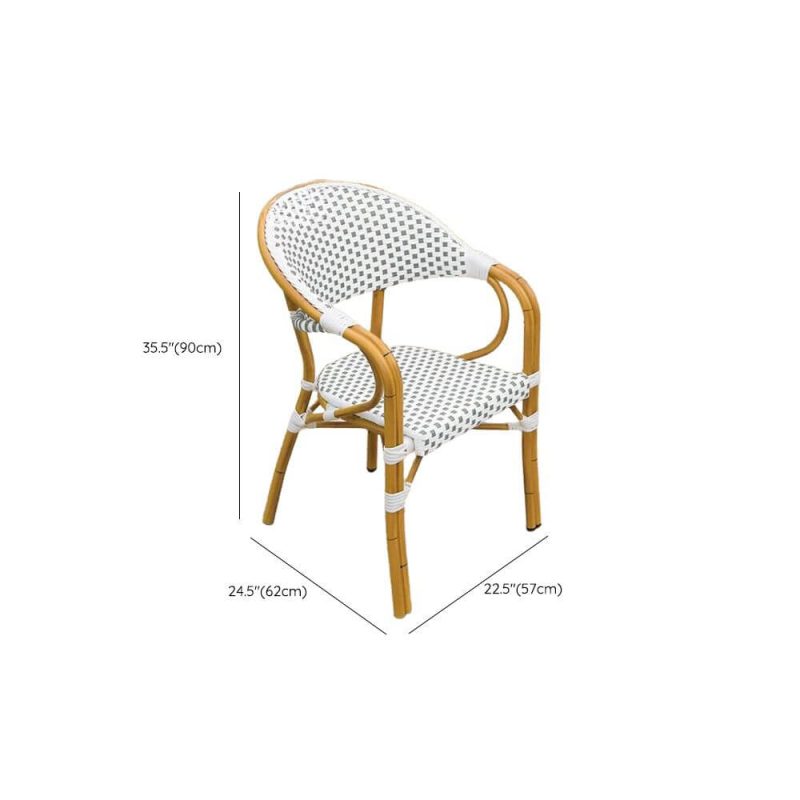 Dimension of Trendy Stackable Outdoor Rattan Arm Chair in Natural Finish - Single Chair, 22"L x 24"W x 35"H