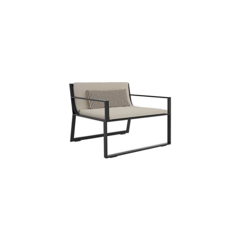4-teiliges Outdoor-Sofa-Gesprächsset mit Edelstahltisch, Textilbezug, Mitternachtsschwarzer Tisch, UV-beständig, graue Kissen, 4-teiliges Set (2 Stühle & 1 3-Personen-Sofa & 1 Couchtisch)