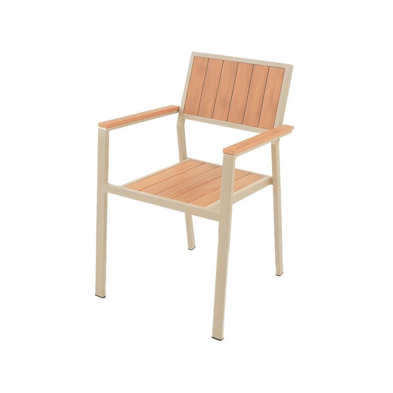 Metallische Outdoor-Esszimmerstühle Moderne stapelbare Patio-Esszimmerstühle wasserabweisend - Braun 1 Stück