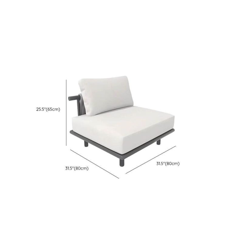 Dimension of Waterproof Light Gray Alloy Sofa with Pillow for 1, Trendy Cushion, Midposition Chair