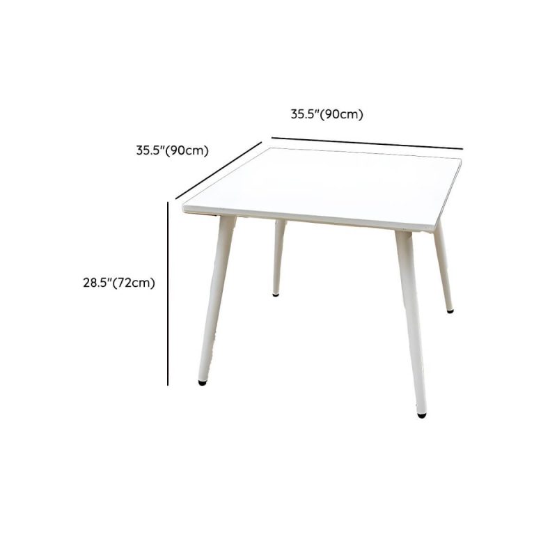 Dimension of Metal Patio Table Contemporary Style Water Resistant in White - 35.4"L x 35.4"W x 28.3"H Square