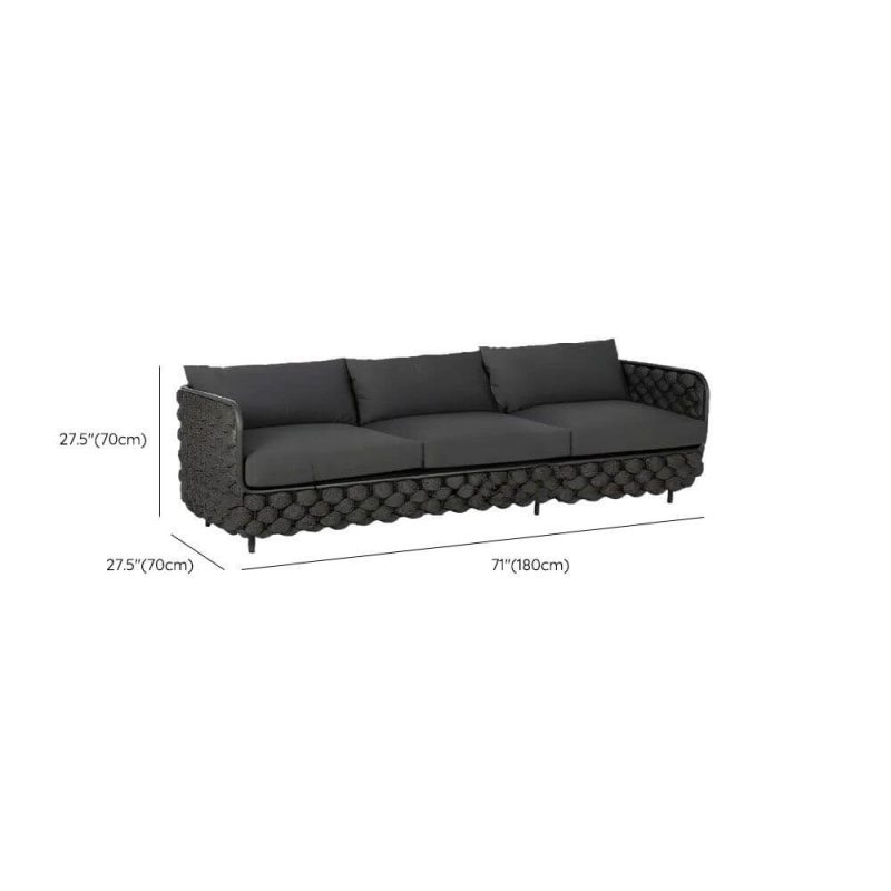 Dimension of Sofa, Waterproof Black Frame, 3 People, Pillow Included, Alloy Trendy Cushion, 3-Seater Sofa