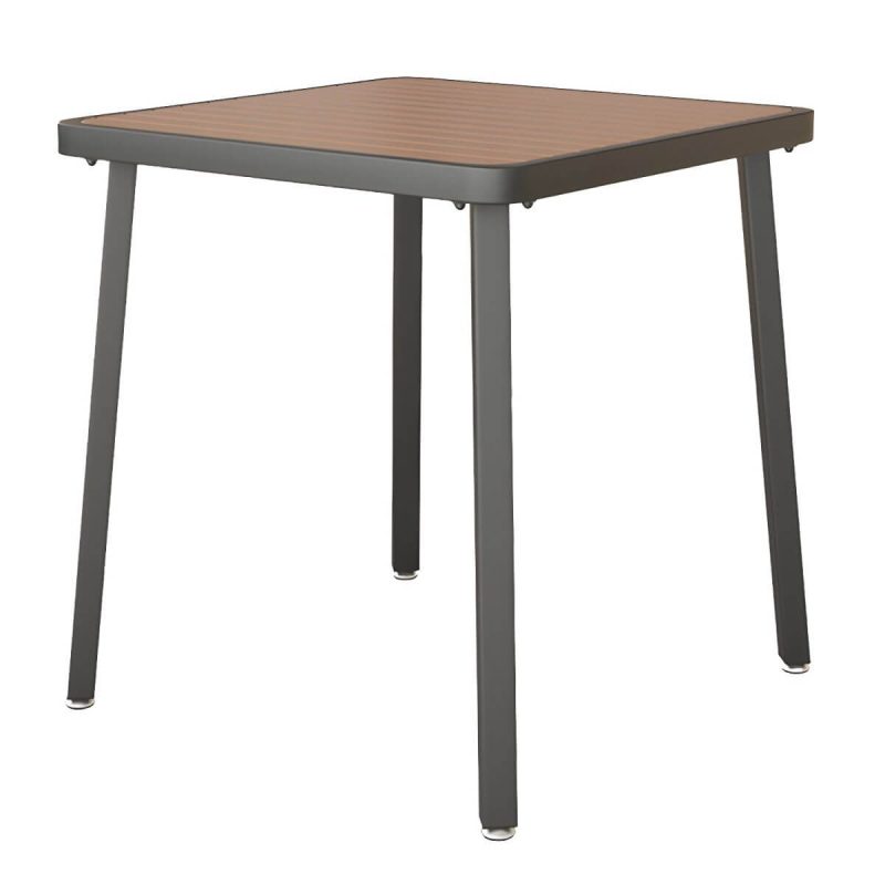 Moderner wasserdichter Holz-Courtyard-Tisch Geometrischer Außentisch - Nur Tisch 27.6"L x 27.6"B x 29.5"H