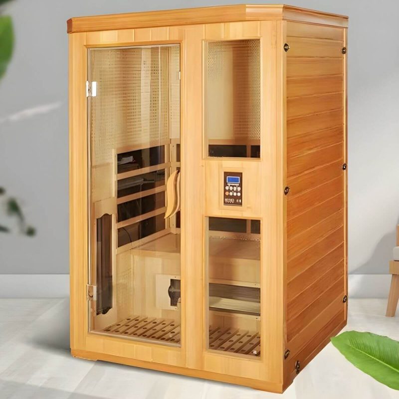 Entspannen und Erholen Sie sich in unserer 1-Sitz Hemlock FAR Infrarotsauna mit LED-Beleuchtung und Bluetooth - 47"L x 43"B x 75"H