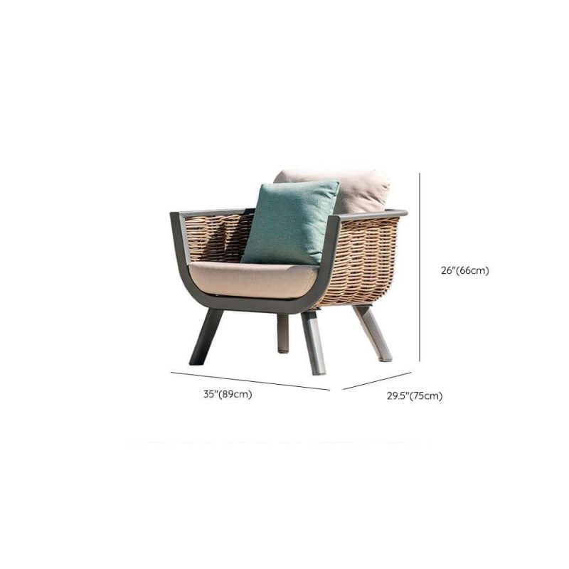 Dimension of Gray Trendy Alloy Sofa for 1 Person UV Resistant with Pillow and Cushion, 1-Seater Sofa