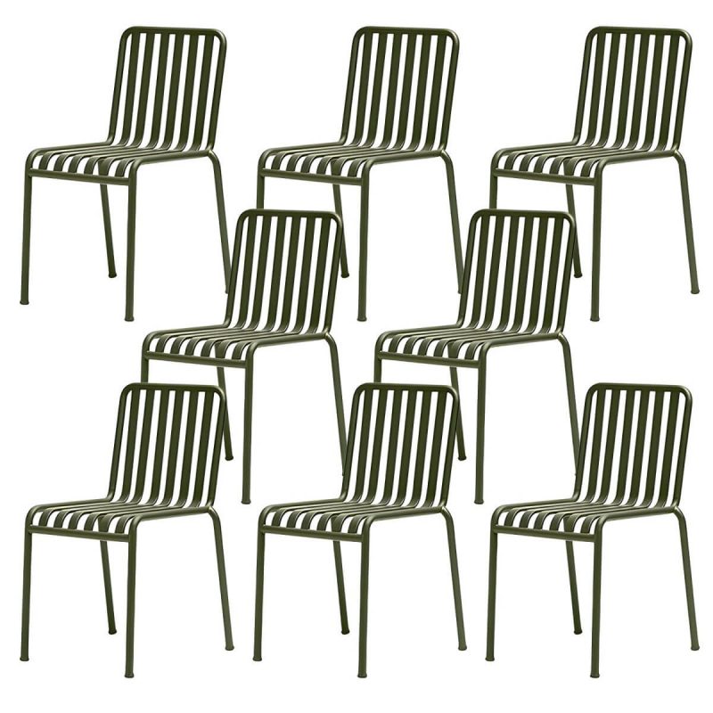 Moderner Gartenstuhl Grün Offene Rückenlehne Mit Armlehne Patio Esszimmer Armlehnenstuhl - 22"L x 19"B x 31"H 8-teiliges Set