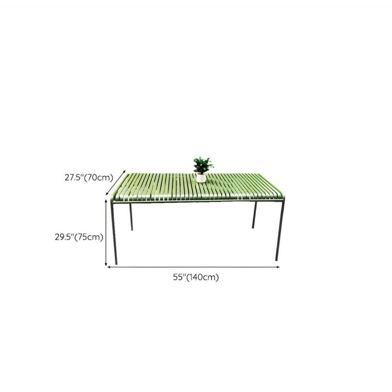 Dimension of Contemporary Style Metal Patio Table Rectangle Shape in Green - Table Only 55.1"L x 27.6"W x 29.5"H