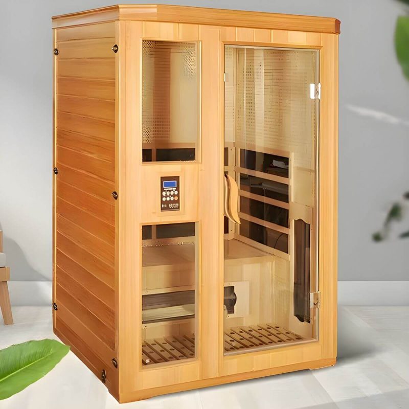 Stilvolle Hemlock FAR Infrarot-Sauna LED-Beleuchtung, Bluetooth, 110V-120V Spannung - 35"L x 35"B x 75"H