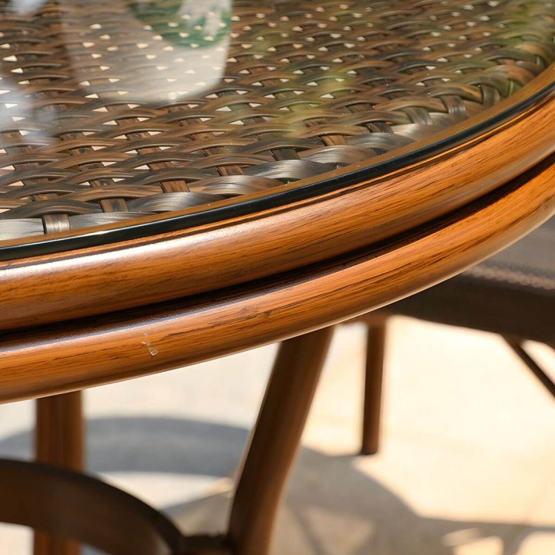 Rattan Esstisch Zeitgenössischer Außentisch mit Metallgestell - 35.4"L x 35.4"B x 28.3"H Nur Tisch