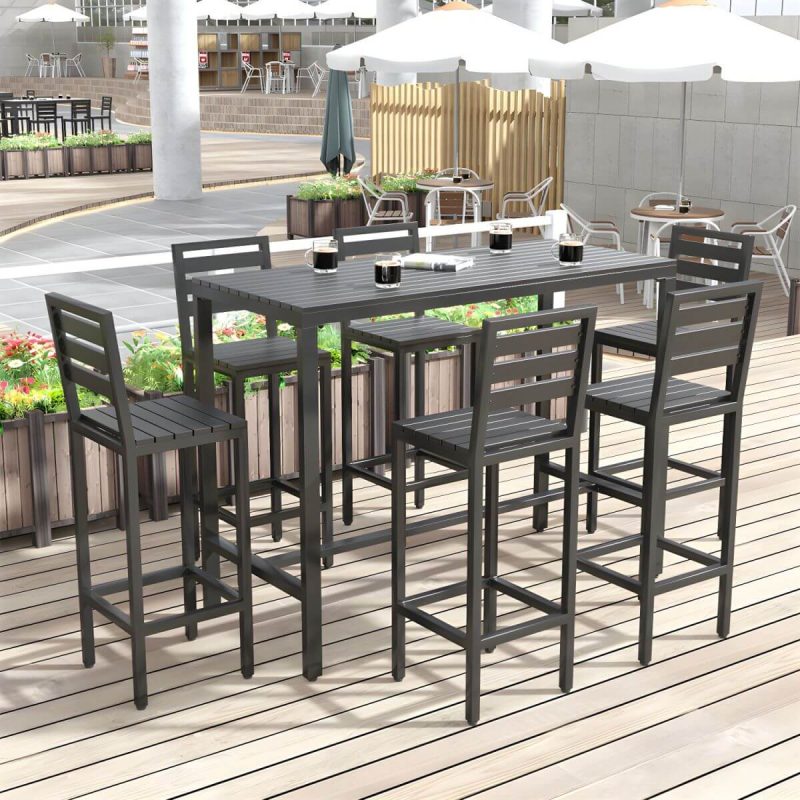 Metall- und Holz-Patio-Tisch Rechteckig Industrial No Distressing Bar Tisch - 180 x 60 x 105 cm Brauner Tisch Nur
