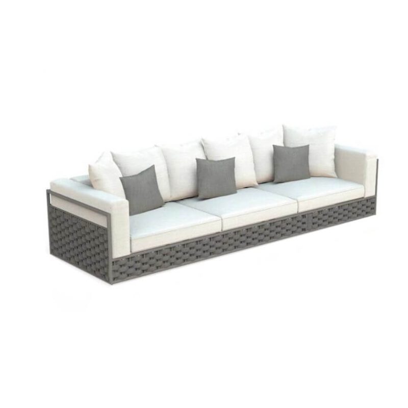 Karamel wasserbeständige Legierung Sofa für 3 Personen - Trendiger Stil mit Kissen und Polster, 3-Sitzer Sofa